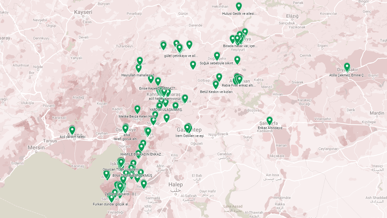 Google Haritalar deprem kurbanları oranları