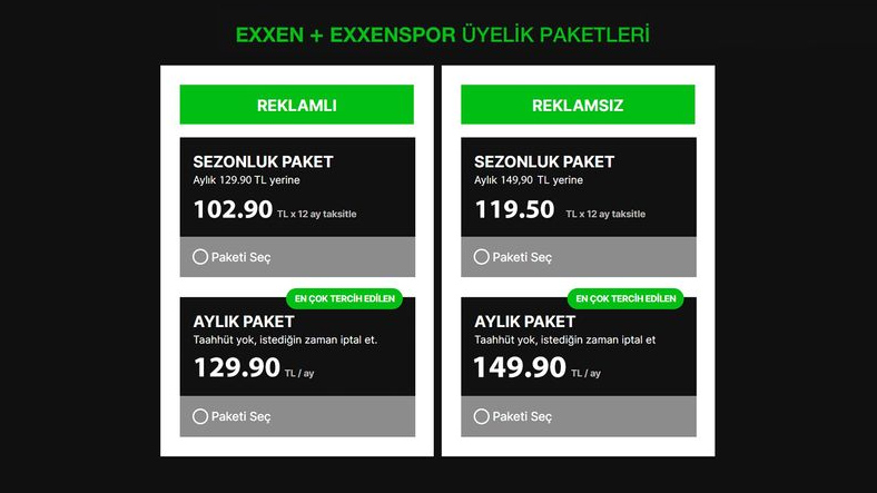 exxenspor fiyatları 2023