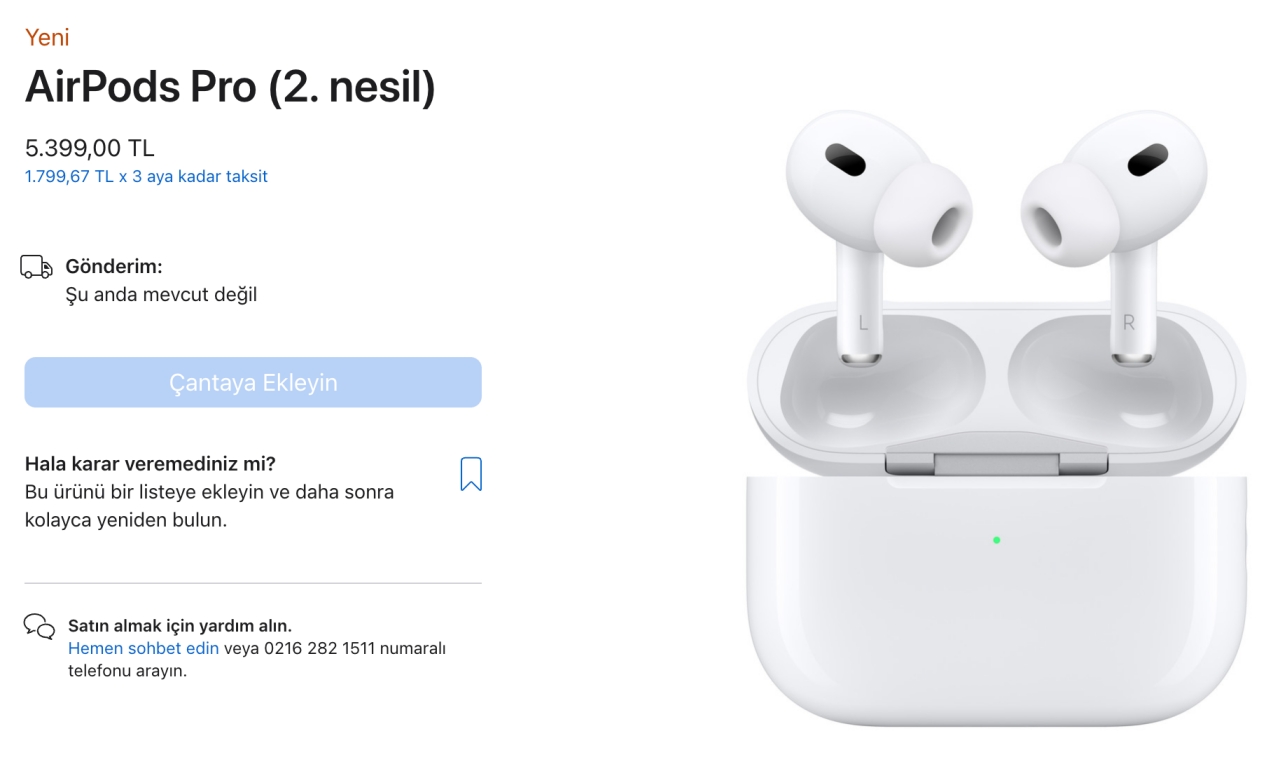 elma AirPods Pro 2 türkiye fiyatı