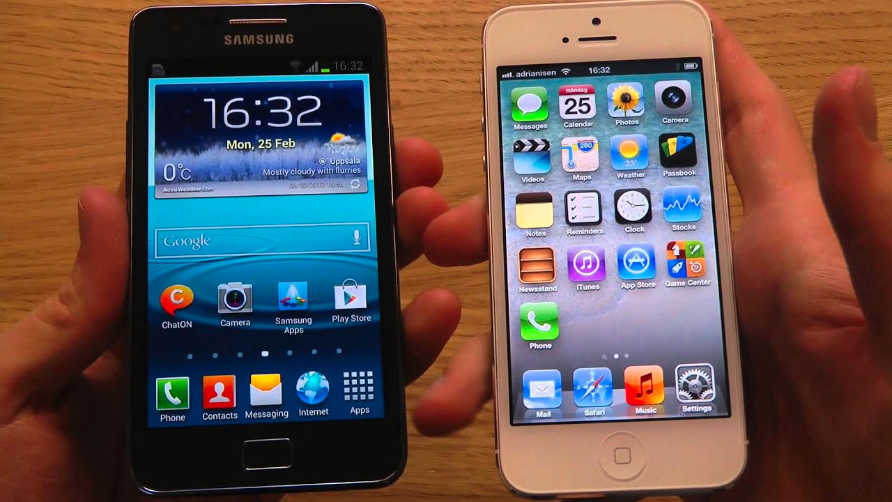 samsung galaxy s2 ve iphone 5